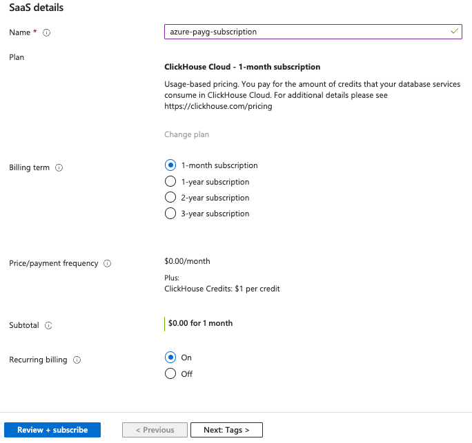 Форма регистрации ClickHouse Cloud