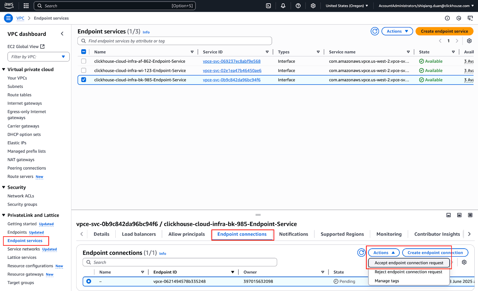 Одобрение BYOC PrivateLink
