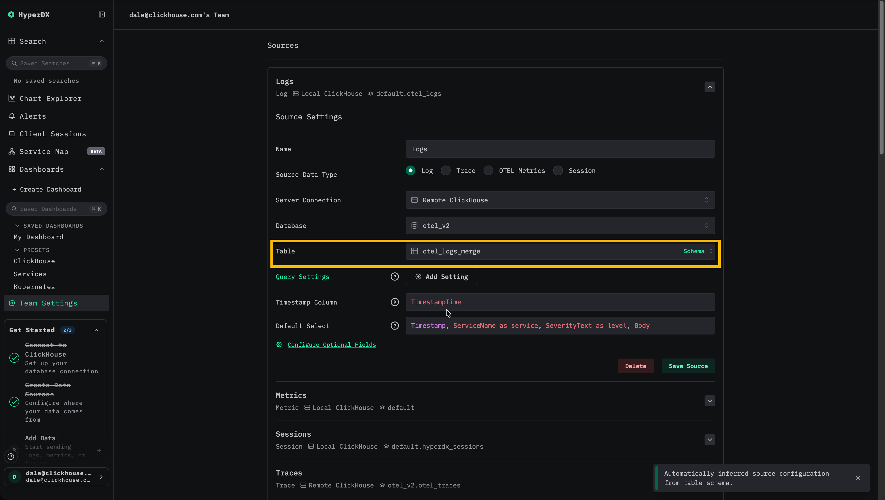 Выбор таблицы Merge